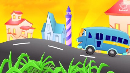 The Wheels On The Bus - BLUE BUS - Nursery Rhymes For Children With Lyrics - Kids Songs