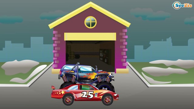 МУЛЬТИКИ про машинки. Монстр Трак и Гоночные Машинки - Гонки с Препятствиями. Видео для детей