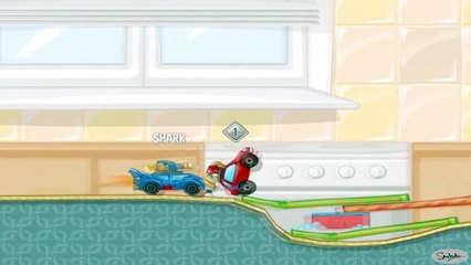 Gameplay for kids. Racing Cars. Track with funny obstacles. Learning for children