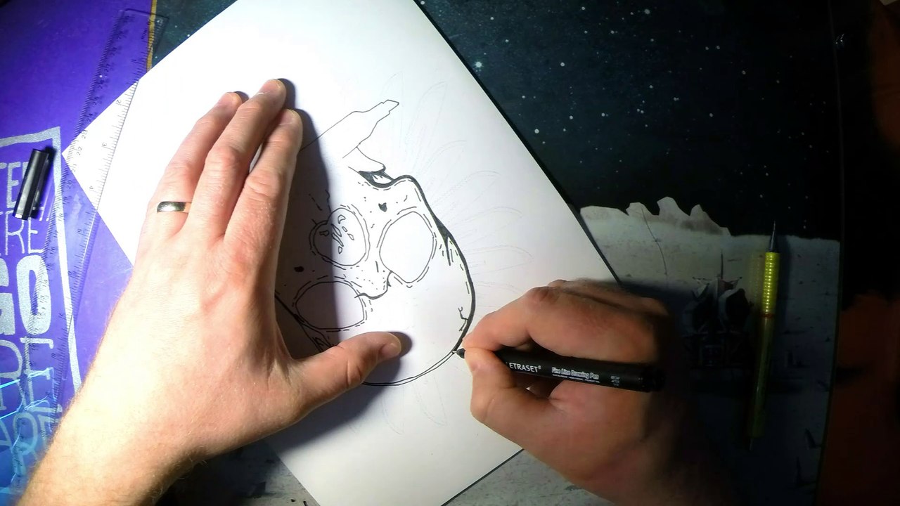 The Skull and Pen - Time Lapse Illustration - twohundredby200 Design Studio