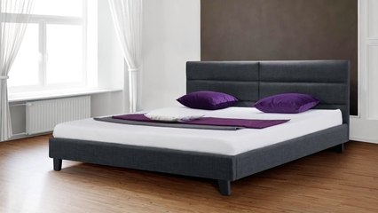 Beliani Upholstered Bed - Fabric - 5 ft 2 inch - Grey - ORLEANS - Eng