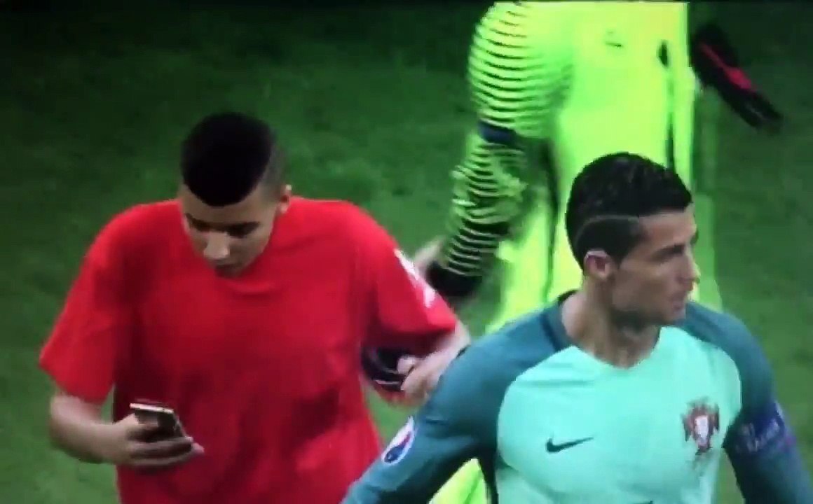 Ronaldo selfie strip with ball boy  - portugal vs wales 2-0