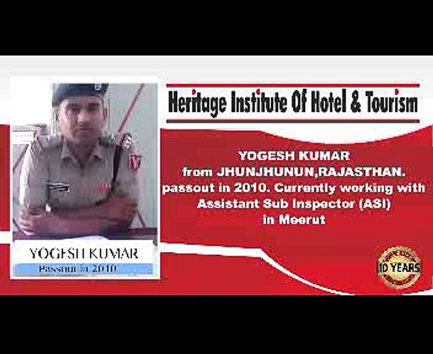 ASI Yogesh - Student of Heritage Institute of Hotel and Tourism