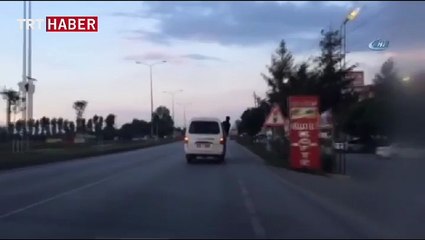 Trafikte tehlikeli görüntüler