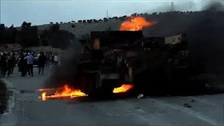 Syria - Al-Atareb - Free Syrian army destroyed a tank 22/05/2012  