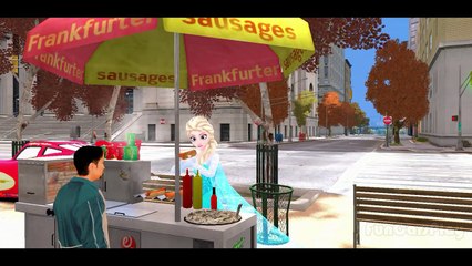 Spiderman & Frozen Elsa vs Rainbow Multi Colored McQueen Cars w- Children Nursery Rhyme with Action_13