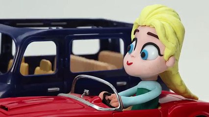 Disney Frozen DON'T DRIVE AND TEXT Play doh Stop Motion Toy Cars Animation