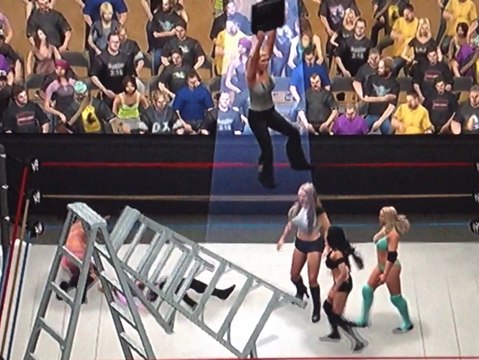 (WWE SIX DIVAS LADDER MATCH) GAIL KIM, MOLLY HOLLY, TORI, TORRIE WILSON, STACY KEIBLER, & VICTORIA.