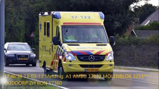 Ambulance 17-132 met spoed onderweg naar een melding in Ouddorp Zh