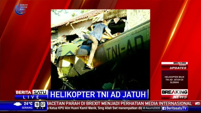 Lokasi Heli Jatuh di Sleman Dipenuhi Warga