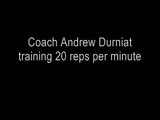 Coach Andrew Durniat trains 20 reps. per minute in snatch