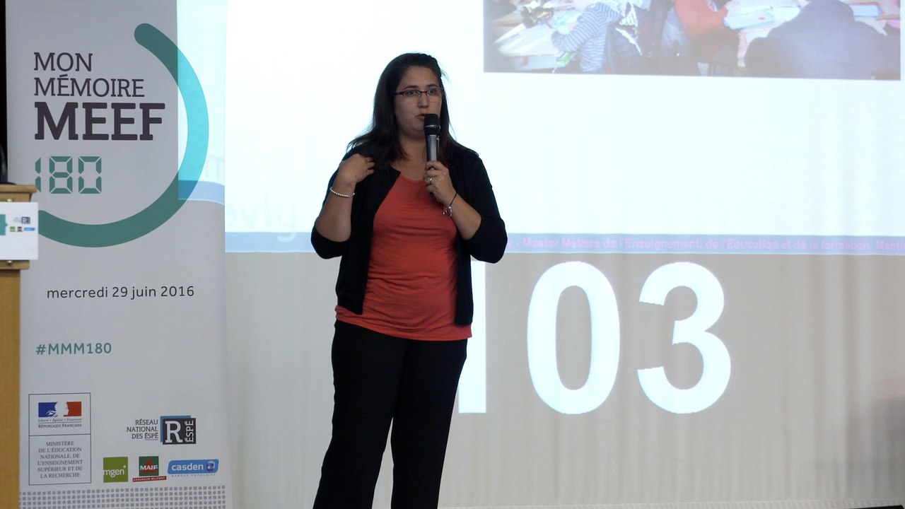 Troisième prix "Mon mémoire MEEF en 180 secondes" : Alexandra Bounous-Duprey (ESPE de l'académie d'Aix-Marseille)