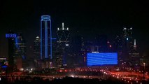 Dallas skyline blue in honor of fallen officers