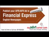The Financial Express Newspaper Advertisement Booking Online for UFA AFR, Finance