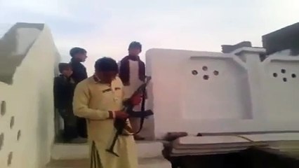 Funny Pathan shooting AK47 almost killed his friends wedding birthday pashto funny video clip