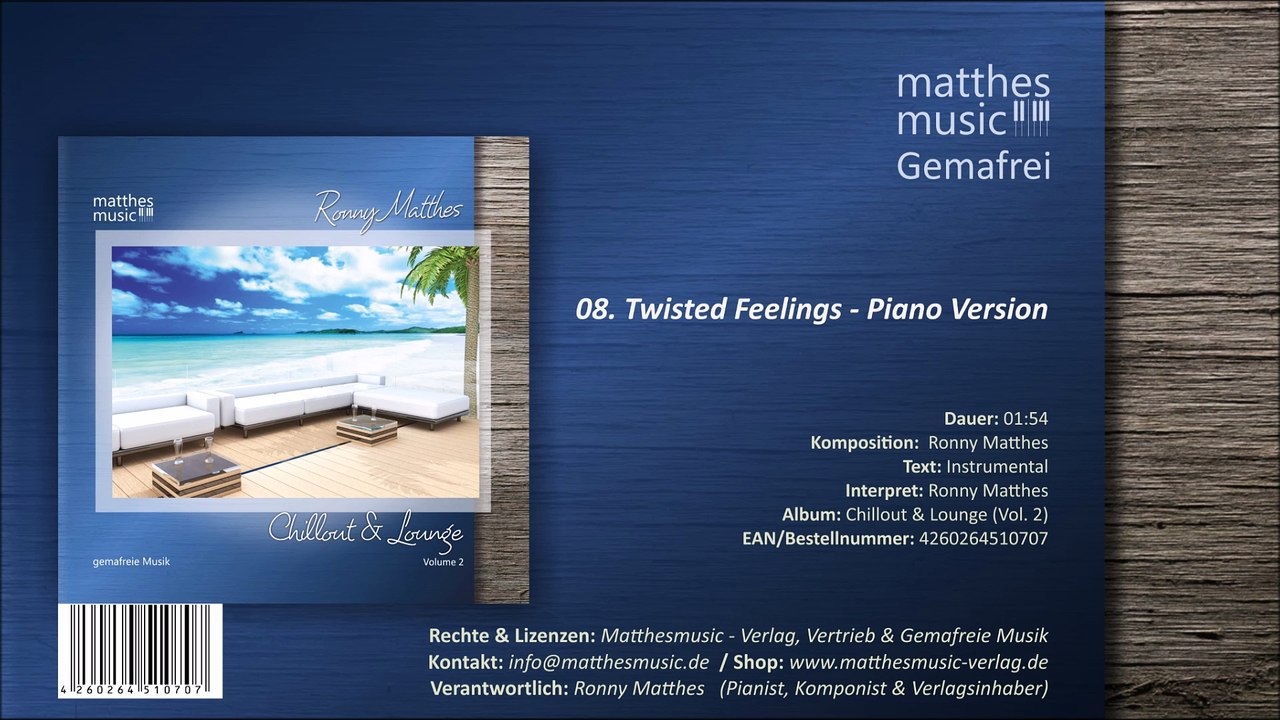 Twisted Feelings - Solopiano (Piano Music / Royalty Free)  (08/11) - CD: Chillout & Lounge (2)