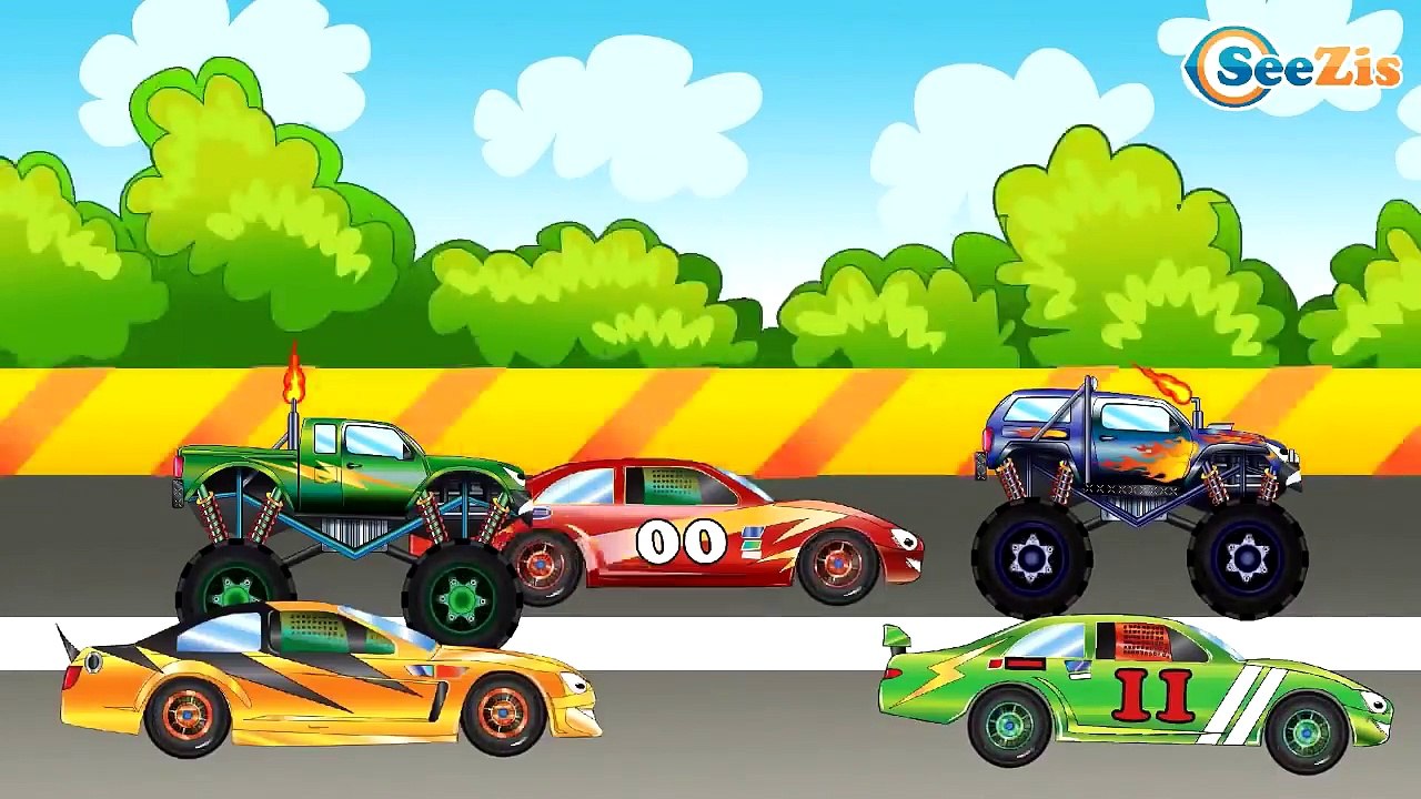 Мультики для детей - Гоночные Машинки и Монстр Трак - Гонки с препятствиями - Мультики про машинки