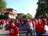 The Cornhusker Marching Band comes down Stadium Drive - 9/26/09