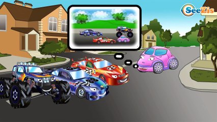Vidéo éducative pour enfants - Voiture de course, Pelleteuse - Développement d'enfants