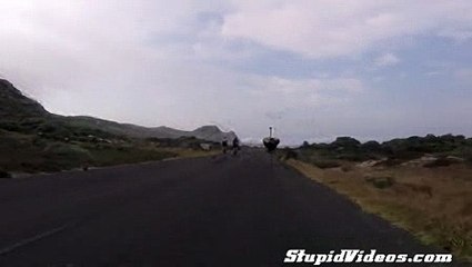 Cyclists Chased by Ostrich