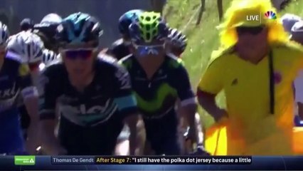 Coup de coude sur un spectateur de Froome