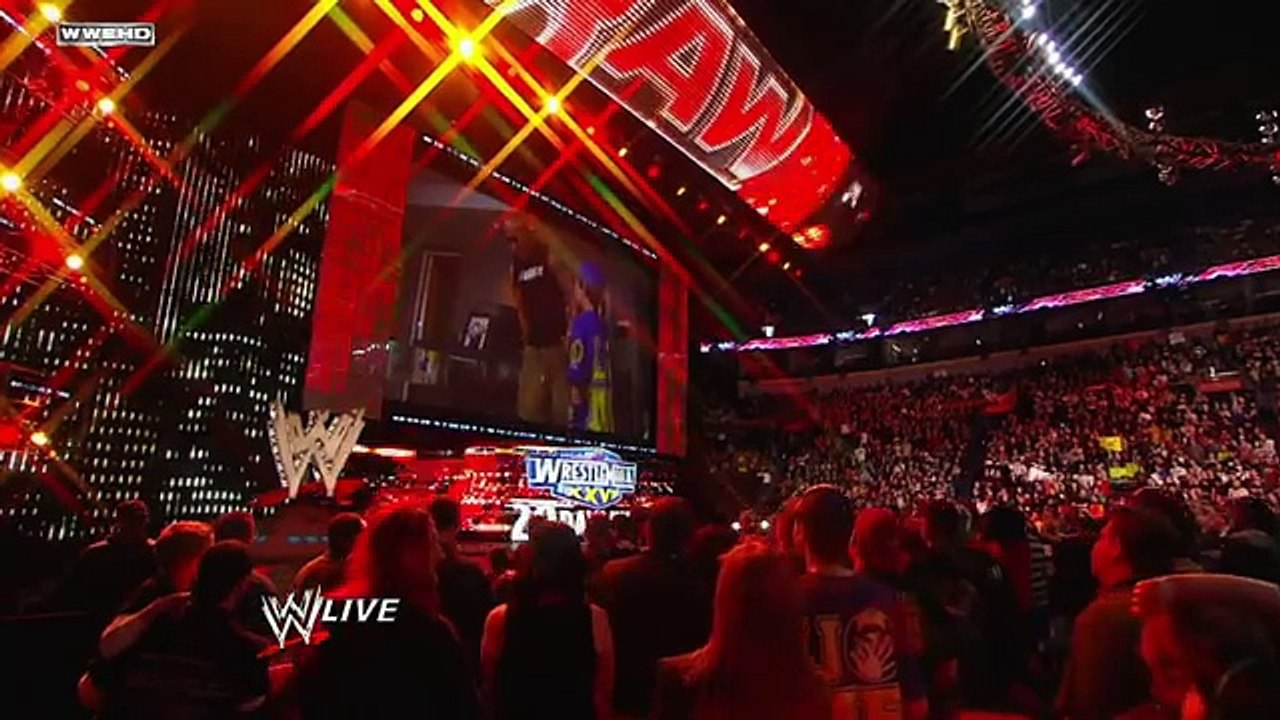 WWE RAW The Rock makes fun of John Cena and The Miz HD