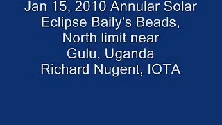 January 15, 2010 Annular Solar Eclipse - Baily's Beads