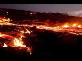 Hawaiian Volcano's Lava Flow Engulfs Forest