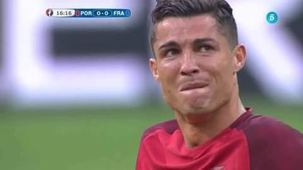 Cristiano Ronaldo crying after injury against France in Euro cup Final #Euro2016