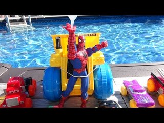 The Cars HydroWheels in the Pool with Spiderman and Nursery Ryhmes with McQueen Cars from Disney