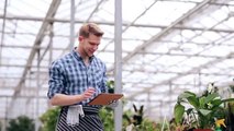 Florist Keeps a Record Of Plants In Greenhouse - Stock Footage | VideoHive 15091791
