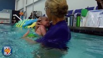 INFANT SWIMMING: 6 Weeks Old Swim Baby First Submersions at Watersafe Swim School
