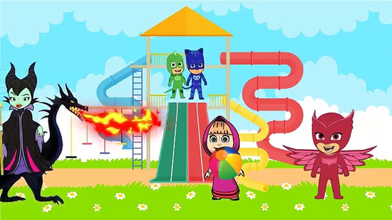 Masha And The Bear with PJ Masks Catboy Gekko Owlette Crying in Prison policeman Car