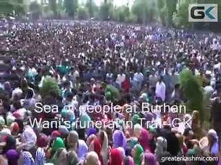 Sea Of People At Burhan Wani's Funeral In South Kashmir