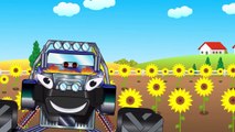Cartoons for kids about Cars and Trucks. The little Racing Car with Monster Truck Race