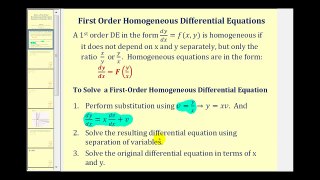 Solve a First-Order Homogeneous Differential Equation - Part 1