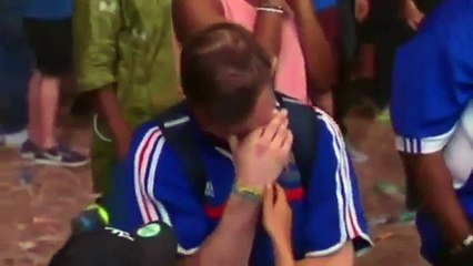young Portugal fan consoles crying Frenchman after Euro 2016 Final