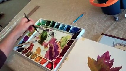 How To Paint a Watercolor  maple leaf from nature - Beginner Lesson
