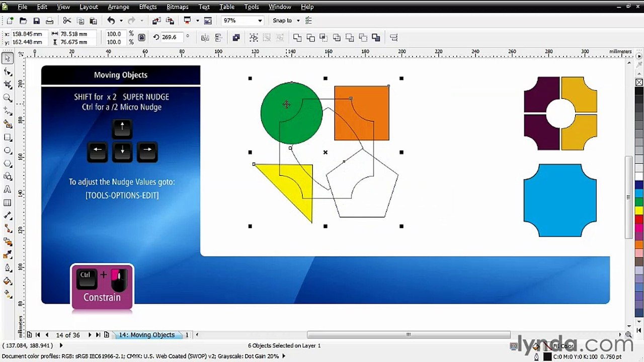 [Corel Draw 6 Essential Training] 05.03. Moving objects