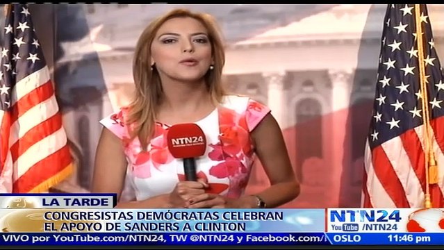 Congresistas demócratas celebran apoyo de Bernie Sanders a Hillary Clinton antes de convención nacional del partido