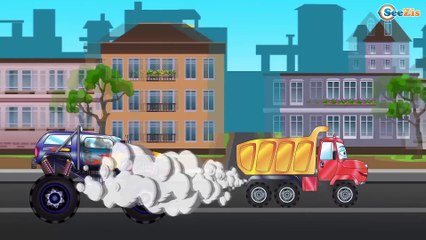 Мультики про машинки. Монстр Трак, Экскаватор, Кран. Гонки в Пустыне. Машины для детей