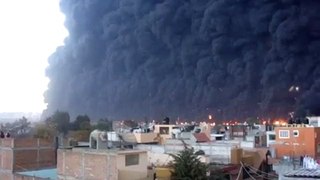 Wall Of Smoke From An Oil Pipeline Fire In Mexico
