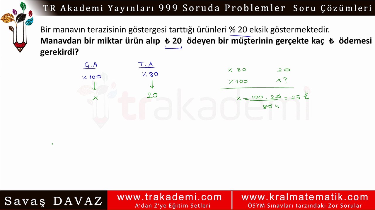 TR Akademi 999 Soruda Problemler Kitabı Soru Çözümleri - 022 - İşçi ve Havuz Problemleri