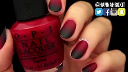 Matte Black & Red Ombre Nails