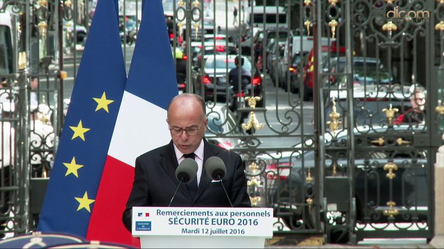 Remerciements aux personnels du ministère de l'Intérieur mobilisés pour l'Euro 2016