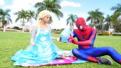 Spiderman against evil Spider-Man against against Elsa Fun superhero in real life