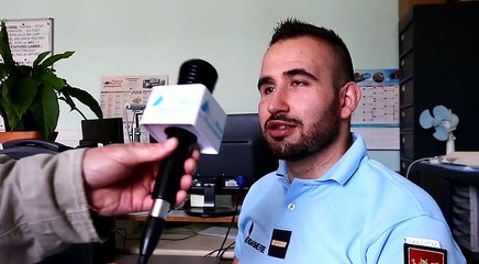 Jérome Cotto, gendarme, après son accident sur le Tour avec une moto (Nicolas Sabathier).