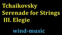 Pyotr Ilyich Tchaikovsky:  Serenade for Strings, III. Elegie ,  wind-music