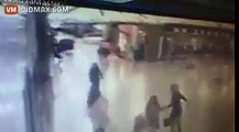 Cameras capture gunman firing and shot at at Ataturk Airport. In the end he detonates himself