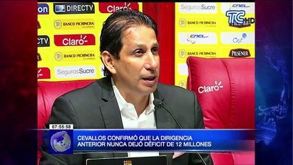 Cevallos confirmó que la dirigencia anterior nunca dejó deficit de 12 millones